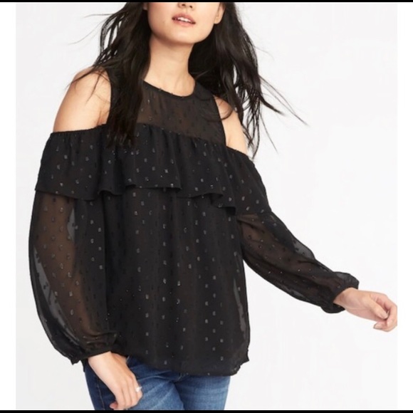 Old Navy Tops - Old Navy Cold Shoulder Ruffle Blouse